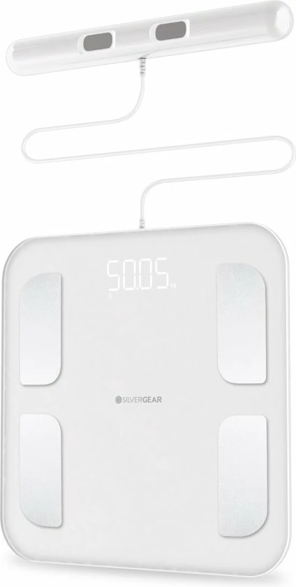 Silvergear Slimme Pro Weegschaal Met Handvat - 14 Meetfuncties En Analyse App - 8 Sensoren - Professionele Sportschool Smart Scale - Bio Impedantie Meting - Onderlichaam ?n Bovenlichaam Metingen - Wit 12 Silvergear Slimme Pro Weegschaal Met Handvat - 14 Meetfuncties En Analyse App - 8 Sensoren - Professionele Sportschool Smart Scale - Bio Impedantie Meting - Onderlichaam ?n Bovenlichaam Metingen - Wit - Afbeelding 10