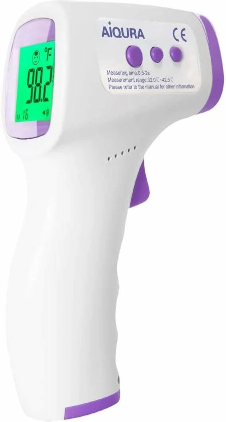 Aigura Aiqura Koortsthermometer | Infrarood Thermometer | Infrarood Temperatuurmeter | Verlicht Display | Automatisch Standby | Geheugen Voor 16 Sets | Meet Binnen 2 Sec. | Nauwkeurig Contactloze Thermometer 3 Aigura Aiqura Koortsthermometer | Infrarood Thermometer | Infrarood Temperatuurmeter | Verlicht Display | Automatisch Standby | Geheugen Voor 16 Sets | Meet Binnen 2 Sec. | Nauwkeurig Contactloze Thermometer