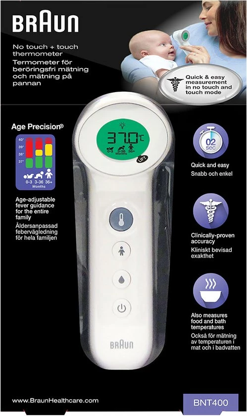 Braun - Koortsthermometer - No Touch - BNT400WE 4 Braun - Koortsthermometer - No Touch - BNT400WE - Afbeelding 2
