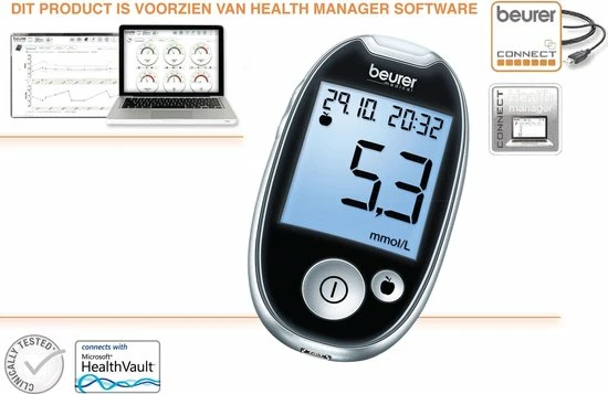 * Beurer - GL44 Glucosemeter Mmol/l (NL) - Beurer Connect - Zwart 11 * Beurer - GL44 Glucosemeter Mmol/l (NL) - Beurer Connect - Zwart - Afbeelding 9