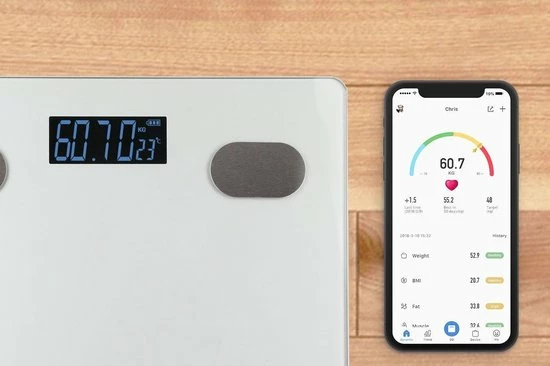 Hyundai - Digitale Personenweegschaal Met Bluetooth En Lichaamsanalyse - Zilver 4 Hyundai - Digitale Personenweegschaal Met Bluetooth En Lichaamsanalyse - Zilver - Afbeelding 2