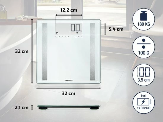 Soehnle Analyse Ersonenweegschaal Digitaal Shape Sense Control 200 - 8 Personen - Wit - Tot 180 Kg - Incl. Batterijen 8 Soehnle Analyse Ersonenweegschaal Digitaal Shape Sense Control 200 - 8 Personen - Wit - Tot 180 Kg - Incl. Batterijen - Afbeelding 6