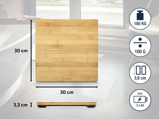 Soehnle Personenweegschaal Digitaal Style Sense Bamboo Magic - Tot 180 Kg - Incl. Batterijen 9 Soehnle Personenweegschaal Digitaal Style Sense Bamboo Magic - Tot 180 Kg - Incl. Batterijen - Afbeelding 7