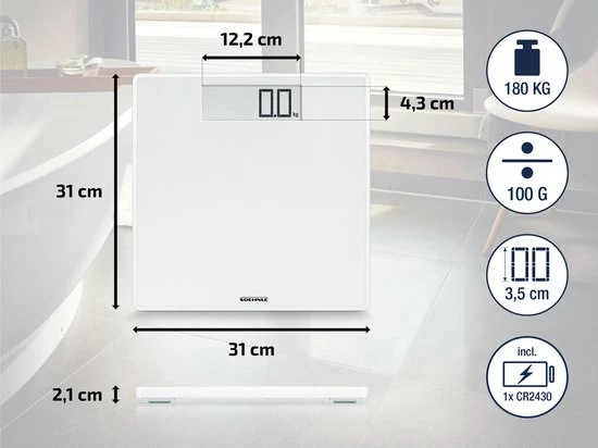 Soehnle Personenweegschaal Digitaal Style Sense Safe 100 - Wit - Tot 180 Kg - Incl. Batterijen 9 Soehnle Personenweegschaal Digitaal Style Sense Safe 100 - Wit - Tot 180 Kg - Incl. Batterijen - Afbeelding 7