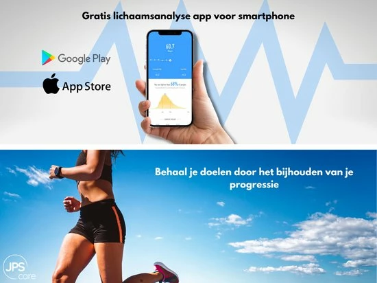 JPS Care? Personenweegschaal - Smart Weegschaal - Met 12 Lichaamsanalyse & Vetpercentage Metingen - Digitaal - Bluetooth Met App - Oplaadbaar Met 6 Maanden Batterij - Zwart 5 JPS Care? Personenweegschaal - Smart Weegschaal - Met 12 Lichaamsanalyse & Vetpercentage Metingen - Digitaal - Bluetooth Met App - Oplaadbaar Met 6 Maanden Batterij - Zwart - Afbeelding 3
