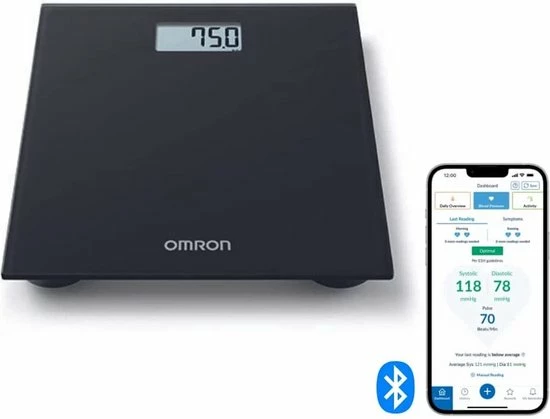 OMRON HN300T2 Intelli IT Personenweegschaal - Slimme Weegschaal - Smart Scale - Met Mobiele App - Max. 150kg - Zwart 6 OMRON HN300T2 Intelli IT Personenweegschaal - Slimme Weegschaal - Smart Scale - Met Mobiele App - Max. 150kg - Zwart - Afbeelding 4