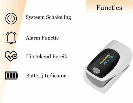 IMDK Saturatiemeter - Zuurstofmeter - Zuurstofmeter Vinger - Hartslagmeter - Oximeter - Inclusief Batterij 8 IMDK Saturatiemeter - Zuurstofmeter - Zuurstofmeter Vinger - Hartslagmeter - Oximeter - Inclusief Batterij - Afbeelding 6