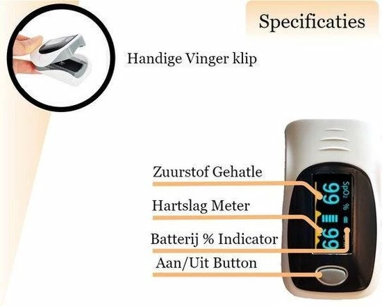 IMDK Saturatiemeter - Zuurstofmeter - Zuurstofmeter Vinger - Hartslagmeter - Oximeter - Inclusief Batterij 6 IMDK Saturatiemeter - Zuurstofmeter - Zuurstofmeter Vinger - Hartslagmeter - Oximeter - Inclusief Batterij - Afbeelding 4
