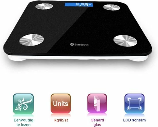 Merkloos Weegschaal Lichaamsanalyse Met 12 Lichaamsmetingen - Personenweegschaal - Digitale Weegschaal Met App Voor Android En IOS - Vetpercentage Meten - BMI Meten - Zwart 6 Merkloos Weegschaal Lichaamsanalyse Met 12 Lichaamsmetingen - Personenweegschaal - Digitale Weegschaal Met App Voor Android En IOS - Vetpercentage Meten - BMI Meten - Zwart - Afbeelding 4