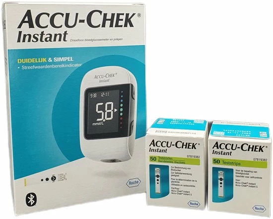 Accu Chek Accu-Chek Instant Voordeelset: Bloedglucosemeter + 2x 50 Teststrips 3 Accu Chek Accu-Chek Instant Voordeelset: Bloedglucosemeter + 2x 50 Teststrips