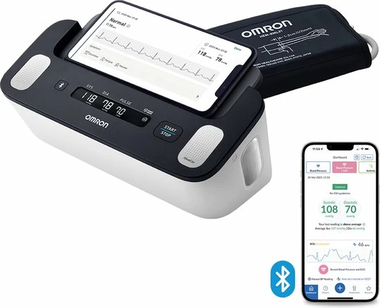 OMRON Complete Bloeddrukmeter Bovenarm - ECG Monitor - Klinisch Gevalideerd - Met Mobiele App - 22 Tot 42 Cm Manchet 3 OMRON Complete Bloeddrukmeter Bovenarm - ECG Monitor - Klinisch Gevalideerd - Met Mobiele App - 22 Tot 42 Cm Manchet