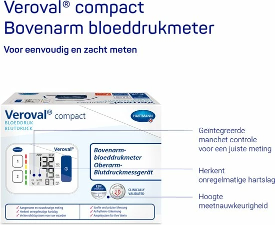 Veroval? Compact BPU22 - Bovenarm Bloeddrukmeter 7 Veroval? Compact BPU22 - Bovenarm Bloeddrukmeter - Afbeelding 5