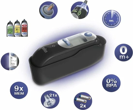Braun IRT 6520B ThermoScan 7 MNLA - Lichaamsthermometer - Zwart 4 Braun IRT 6520B ThermoScan 7 MNLA - Lichaamsthermometer - Zwart - Afbeelding 2