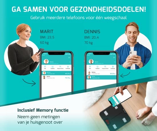 FITAGE® Personenweegschaal - Weegschaal Met 17x Lichaamsanalyse - Vetpercentagemeter - FITAGE App 16 FITAGE® Personenweegschaal - Weegschaal Met 17x Lichaamsanalyse - Vetpercentagemeter - FITAGE App - Afbeelding 14