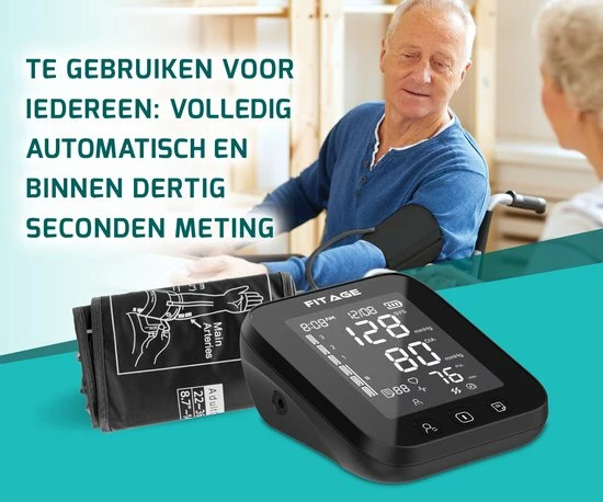 FITAGE® Bovenarm Bloeddrukmeter - Bloeddrukmeters - Hartslagmeter - Blood Pressure Monitor - Opbergtas - Omtrek Manchet 22-42cm 7 FITAGE® Bovenarm Bloeddrukmeter - Bloeddrukmeters - Hartslagmeter - Blood Pressure Monitor - Opbergtas - Omtrek Manchet 22-42cm - Afbeelding 5