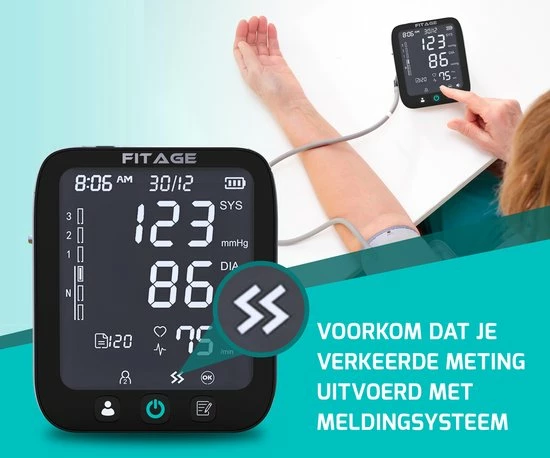 FITAGE® Bovenarm Bloeddrukmeter - Bloeddrukmeters - Hartslagmeter - Blood Pressure Monitor - Opbergtas - Omtrek Manchet 22-42cm 12 FITAGE® Bovenarm Bloeddrukmeter - Bloeddrukmeters - Hartslagmeter - Blood Pressure Monitor - Opbergtas - Omtrek Manchet 22-42cm - Afbeelding 10