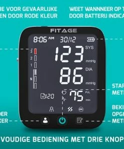 FITAGE® Bovenarm Bloeddrukmeter - Bloeddrukmeters - Hartslagmeter - Blood Pressure Monitor - Opbergtas - Omtrek Manchet 22-42cm 25 FITAGE® Bovenarm Bloeddrukmeter - Bloeddrukmeters - Hartslagmeter - Blood Pressure Monitor - Opbergtas - Omtrek Manchet 22-42cm -Yunmai Shop 550x458 18