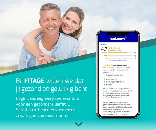 FITAGE® Personenweegschaal - Weegschaal Met 17x Lichaamsanalyse - Vetpercentagemeter - FITAGE App 6 FITAGE® Personenweegschaal - Weegschaal Met 17x Lichaamsanalyse - Vetpercentagemeter - FITAGE App - Afbeelding 4
