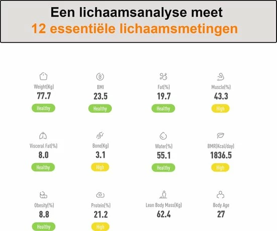 Merkloos Weegschaal Lichaamsanalyse Met 12 Lichaamsmetingen - Personenweegschaal - Digitale Weegschaal Met App Voor Android En IOS - Vetpercentage Meten - BMI Meten - Zwart 10 Merkloos Weegschaal Lichaamsanalyse Met 12 Lichaamsmetingen - Personenweegschaal - Digitale Weegschaal Met App Voor Android En IOS - Vetpercentage Meten - BMI Meten - Zwart - Afbeelding 8