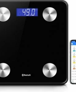 No Peak Personen Weegschaal Zwart Met App - Weegschaal - Personenweegschaal Digitaal - Weegschaal Personenweegschaal