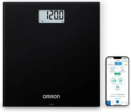 OMRON HN300T2 Intelli IT Personenweegschaal - Slimme Weegschaal - Smart Scale - Met Mobiele App - Max. 150kg - Zwart 4 OMRON HN300T2 Intelli IT Personenweegschaal - Slimme Weegschaal - Smart Scale - Met Mobiele App - Max. 150kg - Zwart - Afbeelding 2
