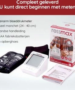 Rossmax Z1 - Bloeddrukmeter Bovenarm Hartstichting - Klinisch Gevalideerd - Hartslagmeter - Onregelmatige Hartslag - Geheugen 90 Metingen - Gemiddelde 3 Metingen - Bewegingsdetectie - Incl. Opbergzak En Batterijen - Manchet 22 - 40 Cm -Yunmai Shop 550x482