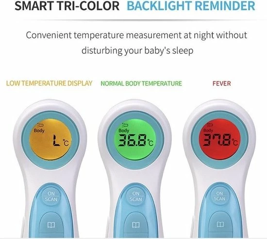 Infrarood Thermometer- Koorts- Contactloos- Thermometer Lichaam, Voorhoofd, Oor- Professioneel- Medisch- Baby, Kinderen, Volwassenen- Digitaal- CE Gecertificeerd, Hygi?nisch, Veilig, Makai 7 Infrarood Thermometer- Koorts- Contactloos- Thermometer Lichaam, Voorhoofd, Oor- Professioneel- Medisch- Baby, Kinderen, Volwassenen- Digitaal- CE Gecertificeerd, Hygi?nisch, Veilig, Makai - Afbeelding 5