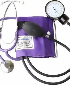 Stalt Medical Handmatige Bloeddrukmeter (grote En Verzwaarde Manometer 68 Mm) Met Stethoscoop ST-H036-(LILA)