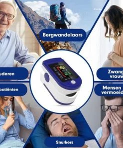 Merkloos Zuurstof- Hartslagmeter - Saturatiemeter - Blauw Wit -Yunmai Shop 550x497 15