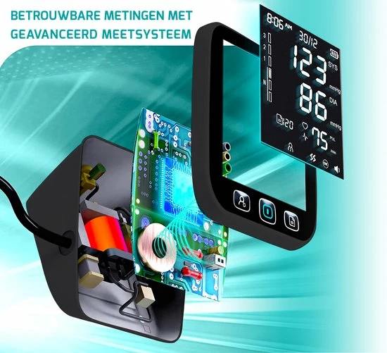 FITAGE® Bovenarm Bloeddrukmeter - Bloeddrukmeters - Hartslagmeter - Blood Pressure Monitor - Opbergtas - Omtrek Manchet 22-42cm 5 FITAGE® Bovenarm Bloeddrukmeter - Bloeddrukmeters - Hartslagmeter - Blood Pressure Monitor - Opbergtas - Omtrek Manchet 22-42cm - Afbeelding 3