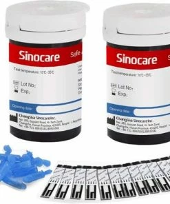 Sinocare Safe AQ Smart Bloedglucosemeter/bloedglucose Diabetescontrolekit Met Codevrij Strips X 50 En Pijnloze Lancetten X 50 - In Mg/dL (Safe AQ Smart) (50 Strips)