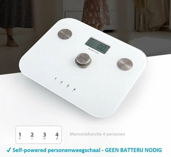 Beepower - Personenweegschaal - Self Powered - Met Lichaamsanalyse - Zwart 8 Beepower - Personenweegschaal - Self Powered - Met Lichaamsanalyse - Zwart - Afbeelding 6