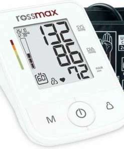 Rossmax X3 - Bloeddrukmeter Bovenarm Hartstichting - Klinisch Gevalideerd - Hartslagmeter - Onregelmatige Hartslag - Geheugen - Gemiddelde 3 Metingen - Bewegingsdetectie - Incl. Opbergzak En Batterijen - Manchet 22 - 40 Cm - 2 Gebruikers En Gastmodus