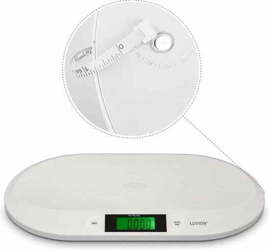 Luvion Babyweegschaal Exact-75 - Baby Weegschaal - Op 5 Gram Nauwkeurig - Meetlint Inclusief 5 Luvion Babyweegschaal Exact-75 - Baby Weegschaal - Op 5 Gram Nauwkeurig - Meetlint Inclusief - Afbeelding 3