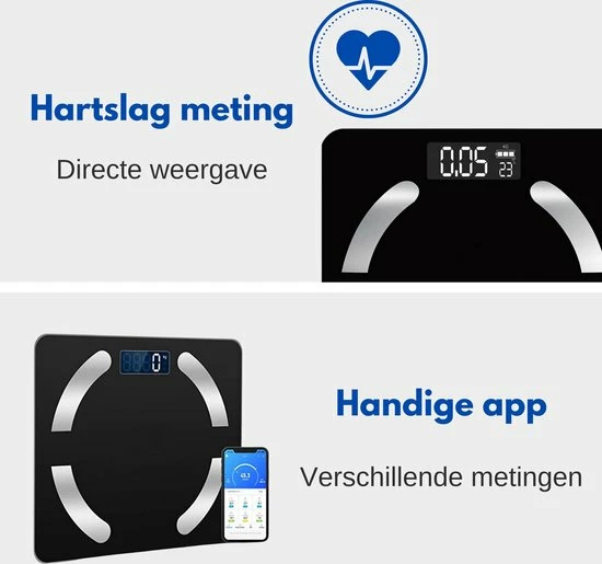 HealthyTech Weegschaal Personenweegschaal - Digitale Weegschaal Met Lichaamsanalyse - 12 Analyses 7 HealthyTech Weegschaal Personenweegschaal - Digitale Weegschaal Met Lichaamsanalyse - 12 Analyses - Afbeelding 5