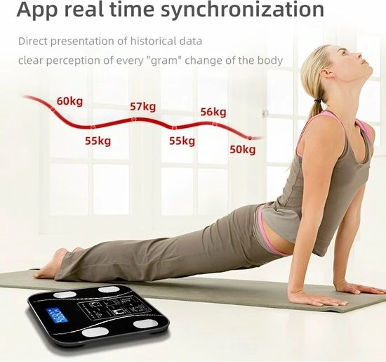 PuroTech Slimme Weegschaal - Lichaamsanalyse & Vetpercentagemeter - Met App - Smart Weegschaal - Zwart - Bluetooth - Personenweegschaal 4 PuroTech Slimme Weegschaal - Lichaamsanalyse & Vetpercentagemeter - Met App - Smart Weegschaal - Zwart - Bluetooth - Personenweegschaal - Afbeelding 2