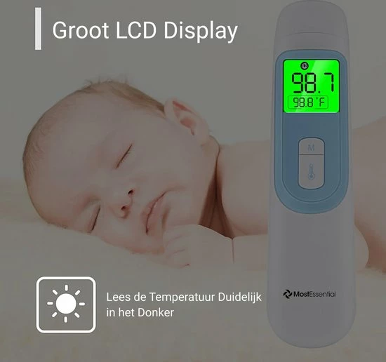 MostEssential Premium Koortsthermometer - Infrarood Thermometer - Thermometer Voorhoofd - Oorthermometer - Contactloos - Koortsthermometer Voor Volwassenen, Kinderen En Baby's - 20D 10 MostEssential Premium Koortsthermometer - Infrarood Thermometer - Thermometer Voorhoofd - Oorthermometer - Contactloos - Koortsthermometer Voor Volwassenen, Kinderen En Baby's - 20D - Afbeelding 8