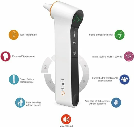 Digitale Thermometer Van Pangao - Infrarood Functie, Voorhoofd En Oor 4 Digitale Thermometer Van Pangao - Infrarood Functie, Voorhoofd En Oor - Afbeelding 2
