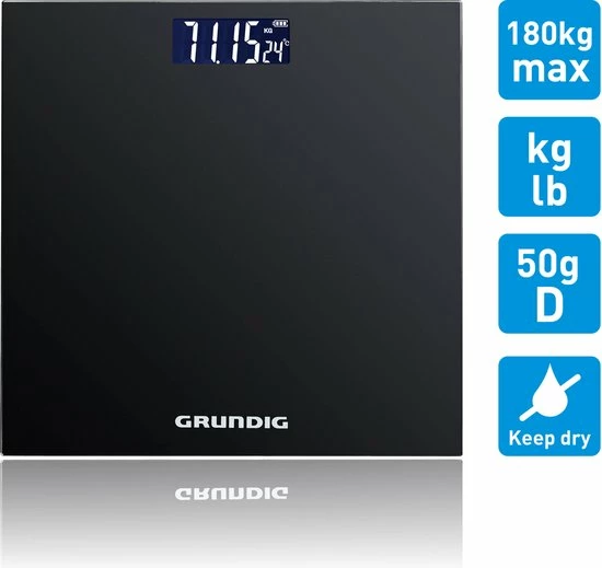 Grundig Weegschaal - Digitale Personenweegschaal - 50 Gram Nauwkeurig - 2 Tot 180 Kilo - Zwart 8 Grundig Weegschaal - Digitale Personenweegschaal - 50 Gram Nauwkeurig - 2 Tot 180 Kilo - Zwart - Afbeelding 6