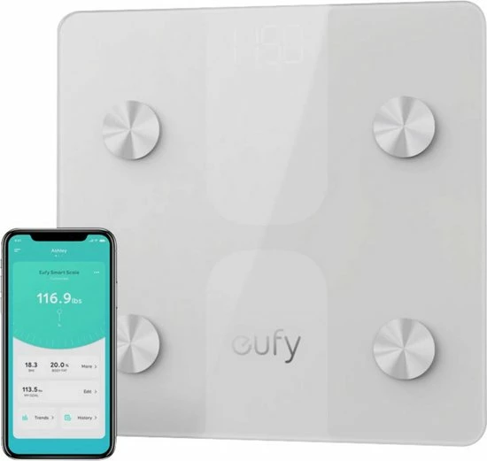 Eufy Smart Scale C1 Analyse-personenweegschaal Weegbereik (max.): 150 Kg Wit 3 Eufy Smart Scale C1 Analyse-personenweegschaal Weegbereik (max.): 150 Kg Wit