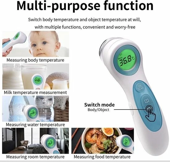 Infrarood Thermometer- Koorts- Contactloos- Thermometer Lichaam, Voorhoofd, Oor- Professioneel- Medisch- Baby, Kinderen, Volwassenen- Digitaal- CE Gecertificeerd, Hygi?nisch, Veilig, Makai 6 Infrarood Thermometer- Koorts- Contactloos- Thermometer Lichaam, Voorhoofd, Oor- Professioneel- Medisch- Baby, Kinderen, Volwassenen- Digitaal- CE Gecertificeerd, Hygi?nisch, Veilig, Makai - Afbeelding 4