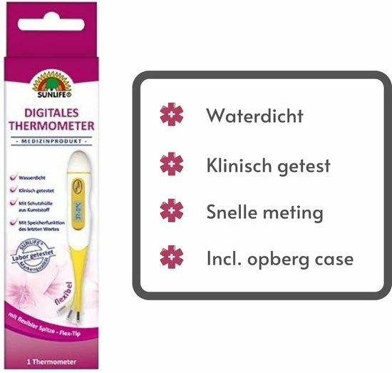 Sunlife Digitale Thermometer Flexibele Soft Tip - Lichaam - Koortsthermometer Baby - Staafthermometer Volwassenen - Rectaal - Lichaamsthermometer - Oorthermometer 5 Sunlife Digitale Thermometer Flexibele Soft Tip - Lichaam - Koortsthermometer Baby - Staafthermometer Volwassenen - Rectaal - Lichaamsthermometer - Oorthermometer - Afbeelding 3