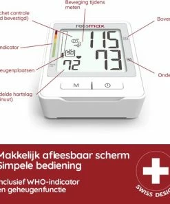 Rossmax Z1 - Bloeddrukmeter Bovenarm Hartstichting - Klinisch Gevalideerd - Hartslagmeter - Onregelmatige Hartslag - Geheugen 90 Metingen - Gemiddelde 3 Metingen - Bewegingsdetectie - Incl. Opbergzak En Batterijen - Manchet 22 - 40 Cm -Yunmai Shop 550x524