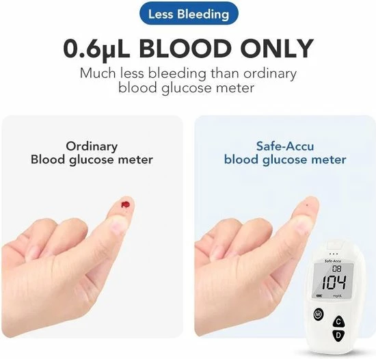 Sinocare Bloedglucose Meter ? Met 100 Test Strips En 100 Lancetten ? Diabetes ? Bloedsuiker Meter ? Bloedglucose Meter 13 Sinocare Bloedglucose Meter ? Met 100 Test Strips En 100 Lancetten ? Diabetes ? Bloedsuiker Meter ? Bloedglucose Meter - Afbeelding 11
