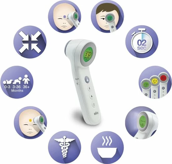 Braun Digitale Thermometer + Handige Opbergetui - Voorhoofdthermometer - Age Precision Technologie - Contactloze Meting - Geschikt Voor Baby's, Kinderen & Volwassenen - Koortsindicator Met Leeftijdsinstelling - Met Stiltemodus - BNT400- Wit 6 Braun Digitale Thermometer + Handige Opbergetui - Voorhoofdthermometer - Age Precision Technologie - Contactloze Meting - Geschikt Voor Baby's, Kinderen & Volwassenen - Koortsindicator Met Leeftijdsinstelling - Met Stiltemodus - BNT400- Wit - Afbeelding 4