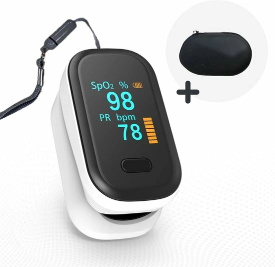 Mikaben Saturatiemeter - Oximeter Met Hartslagmeter - Incl. Draagkoord & Opberghoes - Best Getest - CE Gecertificeerd 3 Mikaben Saturatiemeter - Oximeter Met Hartslagmeter - Incl. Draagkoord & Opberghoes - Best Getest - CE Gecertificeerd
