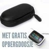 OPTIBLE Saturatiemeter Vinger ? Hartslagmeter - Zuurstofmeter- Pulse Oximeter - Digitale Saturatiemeter - Zuurstofmeter Vinger- Grijs, Inclusief Beschermhoes - Zwart Of Rood.