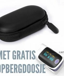 OPTIBLE Saturatiemeter Vinger ? Hartslagmeter - Zuurstofmeter- Pulse Oximeter - Digitale Saturatiemeter - Zuurstofmeter Vinger- Grijs, Inclusief Beschermhoes - Zwart Of Rood.