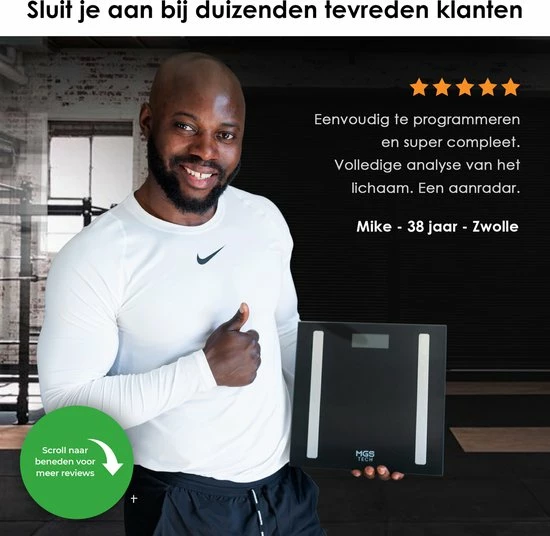 MGS Tech Slimme Personenweegschaal Met Volledig Lichaamsanalyse En Vetpercentage - Digitale Bluetooth Weegschaal Met App - Beste Koop 11 MGS Tech Slimme Personenweegschaal Met Volledig Lichaamsanalyse En Vetpercentage - Digitale Bluetooth Weegschaal Met App - Beste Koop - Afbeelding 9