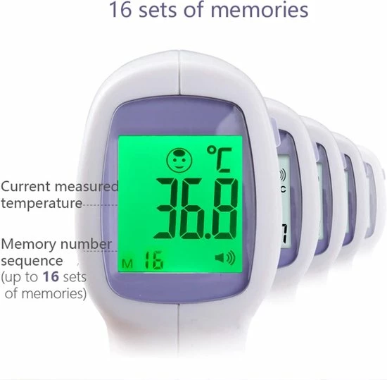 Aigura Aiqura Koortsthermometer | Infrarood Thermometer | Infrarood Temperatuurmeter | Verlicht Display | Automatisch Standby | Geheugen Voor 16 Sets | Meet Binnen 2 Sec. | Nauwkeurig Contactloze Thermometer 7 Aigura Aiqura Koortsthermometer | Infrarood Thermometer | Infrarood Temperatuurmeter | Verlicht Display | Automatisch Standby | Geheugen Voor 16 Sets | Meet Binnen 2 Sec. | Nauwkeurig Contactloze Thermometer - Afbeelding 5